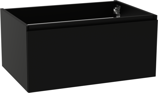 Storke Edge hängender Waschbeckenunterschrank: 75 x 52 cm, Schwarz matt, 1 Schublade