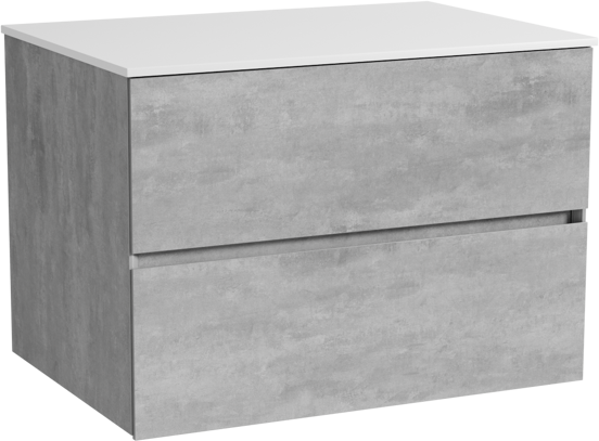 Storke Edge zwevend badmeubel 75 x 52 cm beton donkergrijs met Tavola enkel wastafelblad in solid surface mat wit