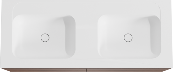 Balmani Mitra meuble salle de bains suspendu 135 x 55 cm noyer avec Tablo Strada double vasque en marbre composite blanc mat