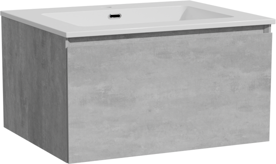 Storke Edge meuble salle de bains suspendu 65 x 52 cm béton gris foncé avec Diva plan simple en marbre composite blanc brillant