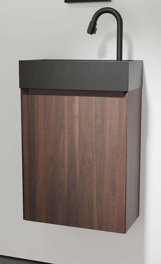 Balmani Mitra meuble wc suspendu 42 x 21 cm noyer américain avec Dama plan vasque en granite doux