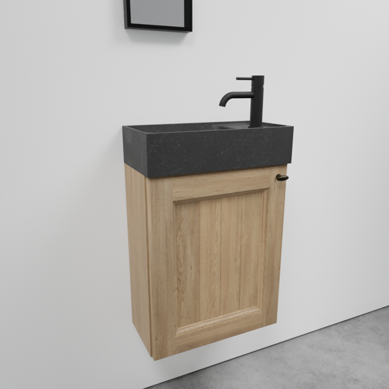 Balmani Lemon zwevend toiletmeubel 42 x 21 cm verweerd eiken met Dama wastafel in verzoete graniet