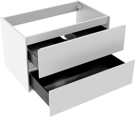 Storke Edge meuble sous-vasque suspendu 85 x 52 cm blanc brillant 2 tiroirs