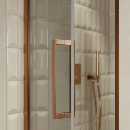 Balmani Senses Design douche draaideur links 90 cm x 210 cm Reflex spiegelglas, Brushed Rosegold profielen, met coating