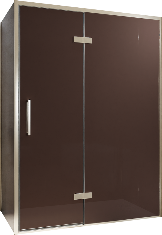 Balmani Senses Design douche en coin avec porte pivotante à droite et paroi latérale fixe, 140 x 90 cm, Bronze, Profil Brushed CoolMetal, coating inclus, coating inclus