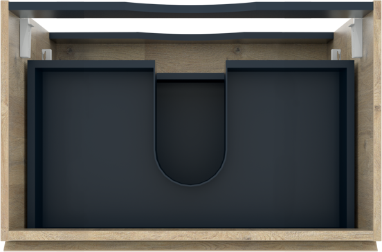 Linie Lado hängender Waschbeckenunterschrank: 70 x 46 cm, Eiche Natur, 2 Schubladen