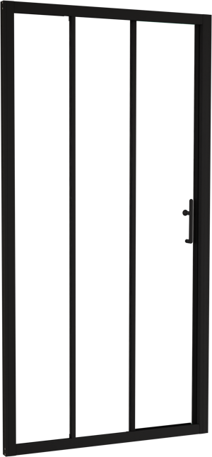 Linie Cadiz porte coulissante en trois parties 100 cm x 190 cm verre transparent profil noir mat