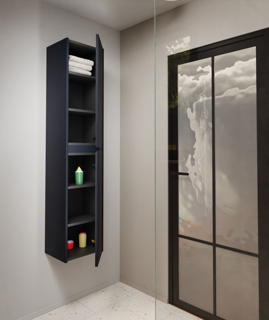 Storke Seda Badhochschrank: Hängend, Nachtblau, 40 x 35 x 170 cm
