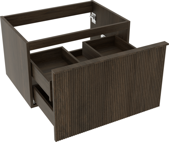 Balmani Forma zwevende wastafelonderkast 75 x 55 cm gerookt eiken 2 lades vert. sym. groef