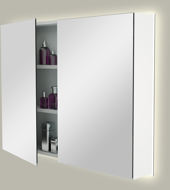 Storke Reflecta spiegelkast 100 x 75 cm mat wit met spiegelverlichting