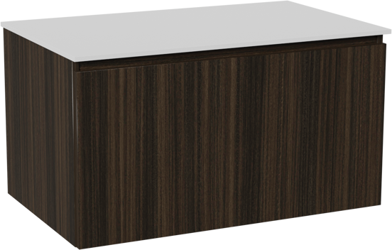 Balmani Sfera zwevend badkamermeubel 90 x 55 cm eucalyptus met Stretto enkel tablet in solid surface mat wit