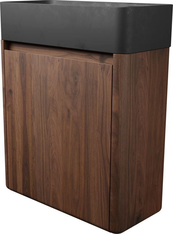 Balmani Fara meuble wc suspendu 45 x 22 cm noyer américain avec Fara plan vasque en granite doux