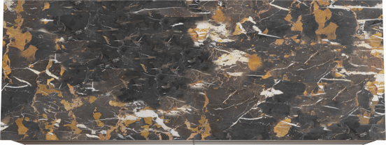 Balmani Mitra hängendes Möbelstück Set: 150 x 55 cm, Amerikanischer Nussbaum, mit Stretto Einzel- oder Doppel Waschtischplatte, Marmor Portoro Gold