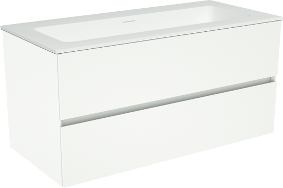 Storke Edge meuble salle de bains suspendu 100 x 46 cm blanc mat avec Mata plan simple en solid surface blanc mat