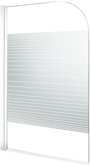 Linie Palma pare-baignoire simple 80 cm transparent avec bande mate rayée profil blanc mat