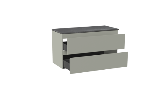 Linie Lado meuble salle de bains suspendu 100 x 46 cm greige avec Lado tablette simple ou double en mélaminé ardoise gris