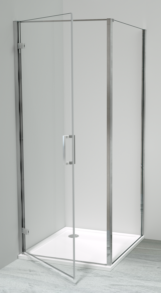 Luca Varess Nona douchehoek met draaideur met vaste zijwand 90 x 90 cm helder glas glanzend chroom profiel