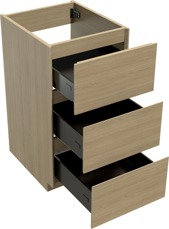 Storke Edge stehender Bad-Unterschrank, 45 x 52 cm, Eiche Natur, 3 Schubladen
