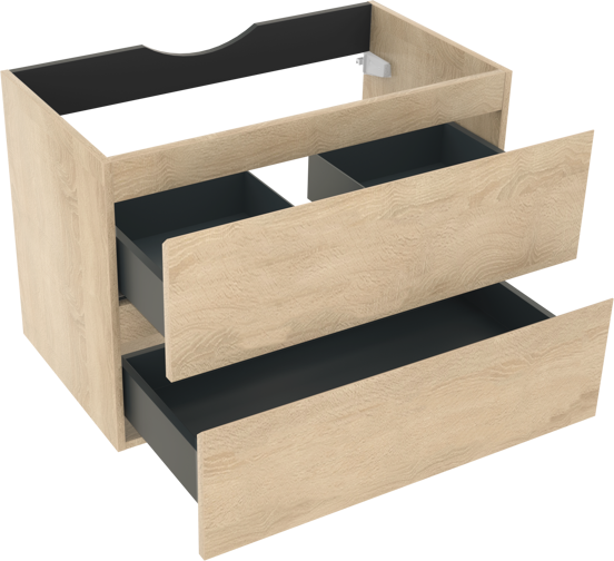 Linie Lado meuble sous-vasque suspendu 80 x 46 cm chêne blanc 2 tiroirs