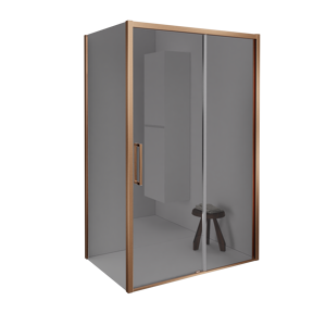 Balmani Senses Design douche en coin avec porte coulissante à droite et paroi latérale fixe, 120 x 90 cm, Miroir Reflex, Profil Brushed Rosegold