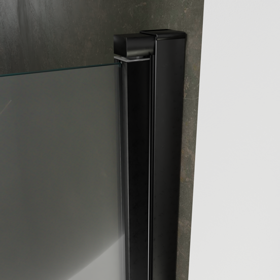 Luca Varess Kuresa porte battante 100 x 200 cm verre transparent avec bande matte profil noir mat
