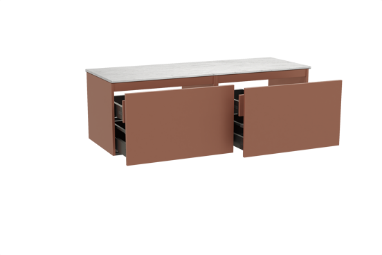 Balmani Sfera meuble salle de bains suspendu 150 x 55 cm cotto avec Stretto tablette simple ou double en marbre carrara