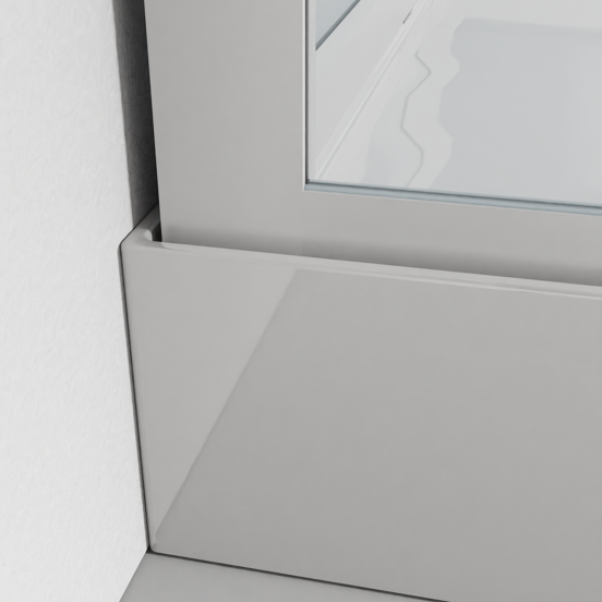 Luca Varess Talan cabine de douche avec portes coulissantes 80 x 80 cm verre transparent avec bande mate rayée profil blanc brillant