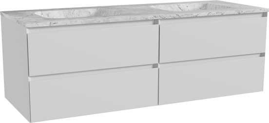 Balmani Mitra meuble salle de bains suspendu 150 x 55 cm blanc mat avec Tablo Arcato double vasque en marbre carrara