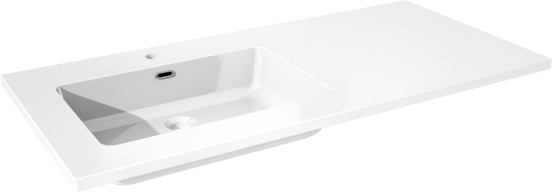 Storke Diva asymmetrisch linkse wastafel glanzend composiet marmer 110 x 52 cm combinatie kast 45 cm