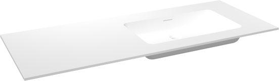 Storke Mata asymmetrisch rechtse wastafel matte solid surface 130 x 52 cm combinatie kast 45 cm