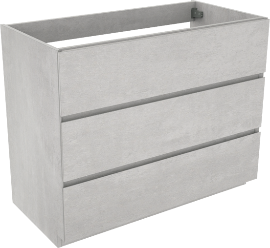 Storke Edge stehender Bad-Unterschrank, 105 x 52 cm, Beton silbergrau, 3 Schubladen