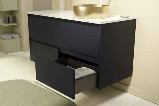 Storke Seda zwevende wastafelonderkast 130 x 52 cm Nachtblauw 4 lades