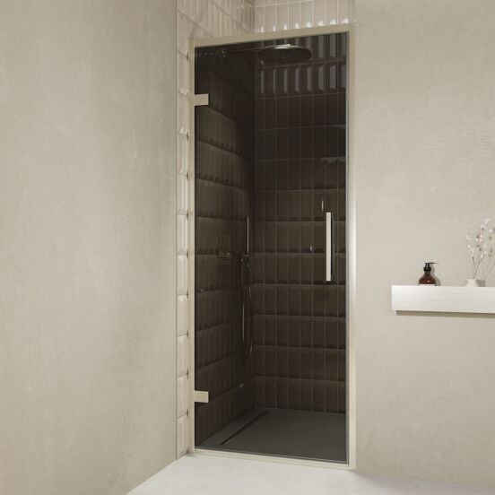 Balmani Senses Design douche draaideur links 90 cm x 210 cm Rookglas, Brushed CoolMetal profielen
