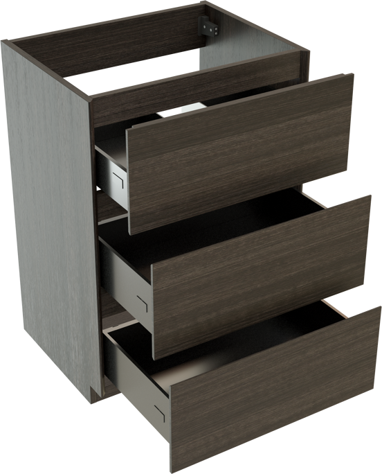 Storke Edge meuble sous-lavabo a poser 60 x 46 cm chêne foncé 3 tiroirs