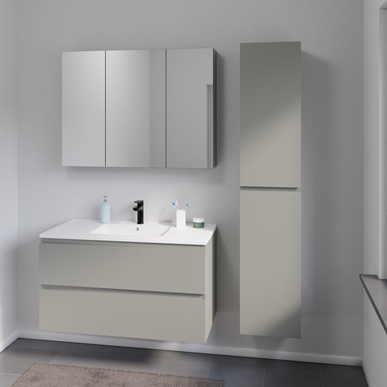 Linie Lado zwevende wastafelonderkast 100 x 46 cm greige 2 lades