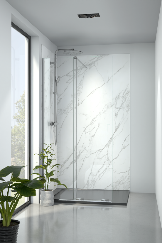 Balmani Move Slide Walk-In Dusche: Schiebewand, 100 x 200 cm, Klarglas, Chrom Profil