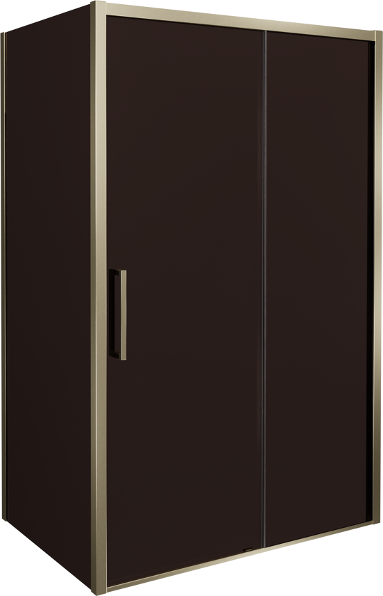 Balmani Senses Design douchehoek met rechtse schuifdeur en vaste zijwand, 140 x 100 cm, Brons, Brushed Champagne Gold profielen, met coating
