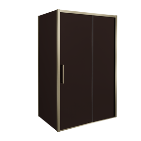 Balmani Senses Design douchehoek met rechtse schuifdeur en vaste zijwand, 140 x 100 cm, Brons, Brushed Champagne Gold profielen