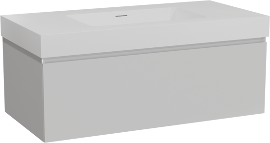 Storke Edge meuble salle de bains suspendu 105 x 52 cm blanc brillant avec Mata High plan simple en solid surface blanc mat