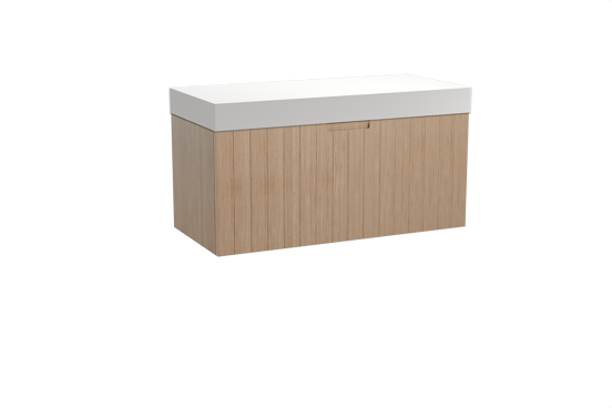 Balmani Adagio meuble salle de bains suspendu 120 x 55 cm chêne vieilli avec Dominus tablette simple ou double en solid surface blanc mat