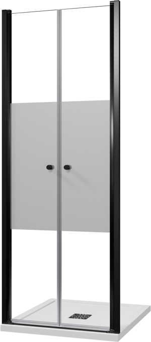 Luca Varess Kuresa porte battante 80 x 200 cm verre transparent avec bande mate profil noir mat