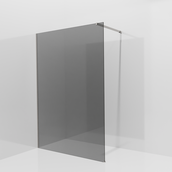 Balmani Modular douche à l'italienne: 140 x 200 cm, Verre fumé, avec coating, Profil Brushed Inox