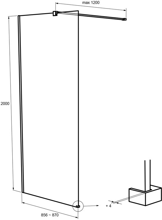 Balmani Modular douche à l'italienne 90 x 200 cm verre transparent profil CoolMetal brossé