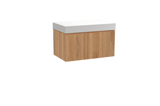 Balmani Idra hängendes Möbelstück Set: 90 x 55 cm, Teak, mit Dominus Einzel Waschtischplatte, Solid Surface Weiß matt