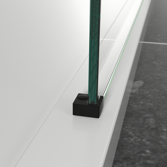 Linie Walk-In Walk-In Dusche: 140 x 200 cm, Klarglas, Schwarzes Profil, matt