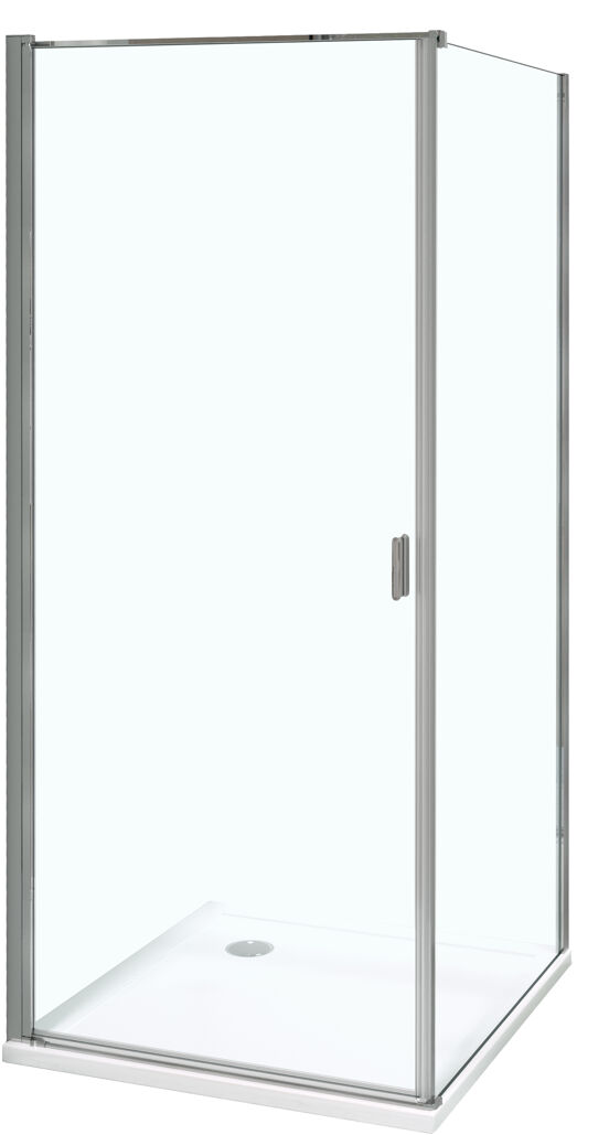 Luca Varess Romeo douchehoek met draaideur en vaste zijwand 90 x 90 cm helder glas glanzend chroom profiel