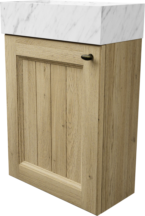 Balmani Lemon zwevend toiletmeubel 42 x 21 cm verweerde eik met Dama wastafel in Carrara marmer