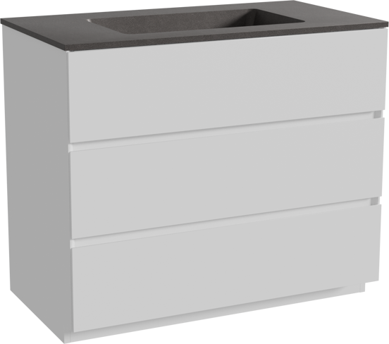 Storke Edge meuble salle de bains à poser 95 x 52 cm blanc mat avec Scuro plan simple en quartz noir mat