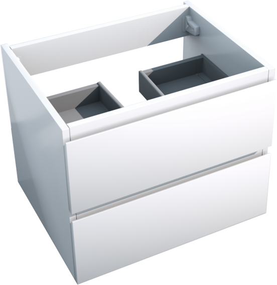 Storke Delta zwevende wastafelonderkast 60 x 48 cm hoogglans wit 2 lades