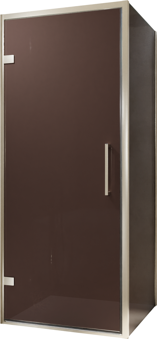 Balmani Senses Design douchehoek met linkse draaideur en vaste zijwand, 90 x 100 cm, Brons, Brushed CoolMetal profielen, met coating